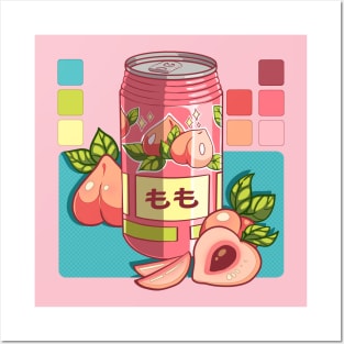 The cute Japanese peach soda can Posters and Art